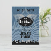 Club Bar Mitzvah Navy Blue Einladung Judah (Stehend Vorderseite)