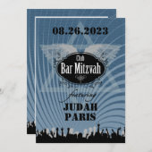 Club Bar Mitzvah Navy Blue Einladung Judah No Par (Vorne/Hinten)