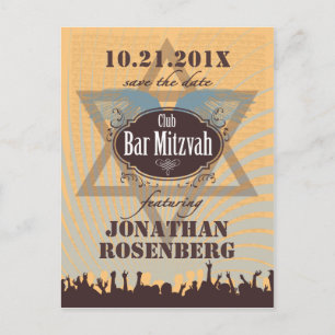 Club Bar Mitzvah Save the Date Ankündigungspostkarte