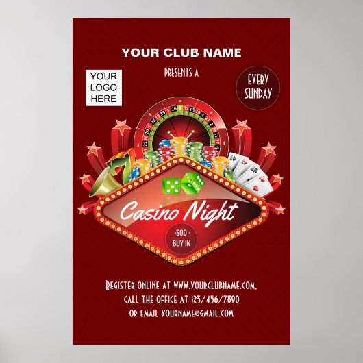Club Casino Night Party personalisiertes Foto Poster (Vorne)