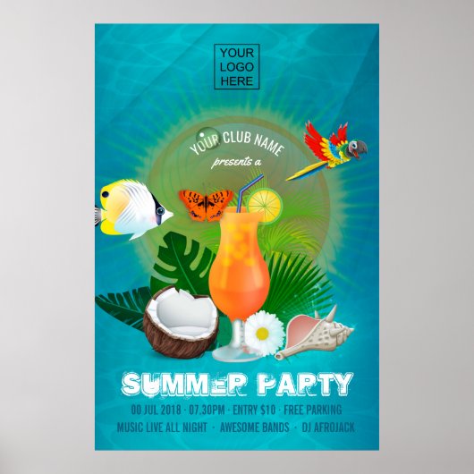 Club/Corporate Summer Cocktail Party Einladung Poster (Vorne)