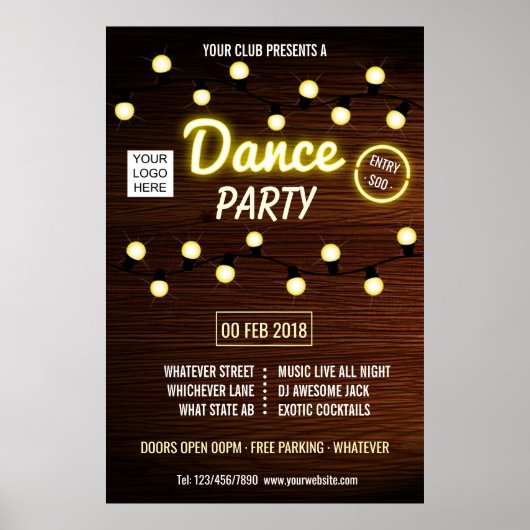 Club Deejay Dance Music Party Logo hinzufügen Poster (Vorne)