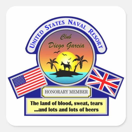 Club Diego Garcia Quadratischer Aufkleber (Vorderseite)