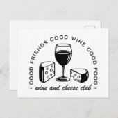 Club für Wein und Käse Postkarte (Vorne/Hinten)