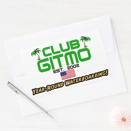 Club Gitmo: Ganzjähriges Waterboarden! Rechteckiger Aufkleber (Umschlag)