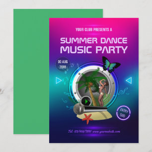 Club-Sommer-Tanz-Musikparty-Anzeige Einladung