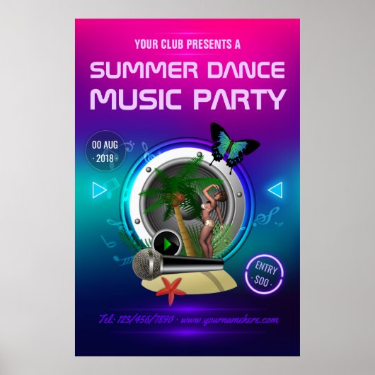 Club Summer Dance Music Party Advert Poster (Vorne)