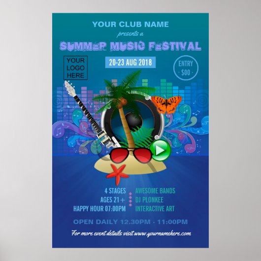 Club Summer Music Festival hinzufügen Logo-Werbung Poster (Vorne)