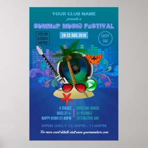 Club Summer Music Festival hinzufügen Logo-Werbung Poster