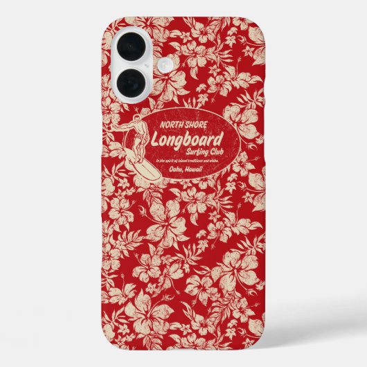 Club Surfbrett Hibiskus Hawaiian Red Case-Mate iPhone Hülle (Rückseite)