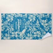 Club Surfing Longboard Logo Hibiskus Aloha- Azure Strandtuch (Vorderseite)