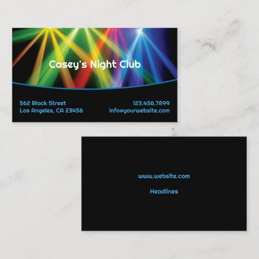 Club Uplighting DJ Business Card Visitenkarte (Vorne/Hinten)
