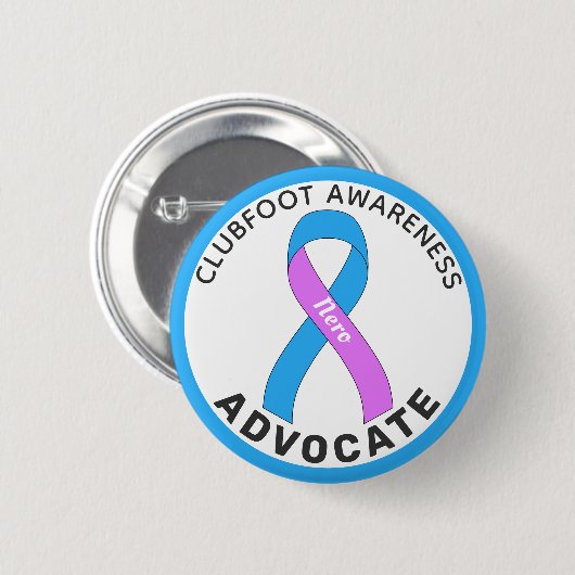 Clubfoot Awareness Advocation Ribbon White Button (Vorne & Hinten)
