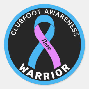 Clubfoot Awareness Warrior Ribbon Black Classic Runder Aufkleber