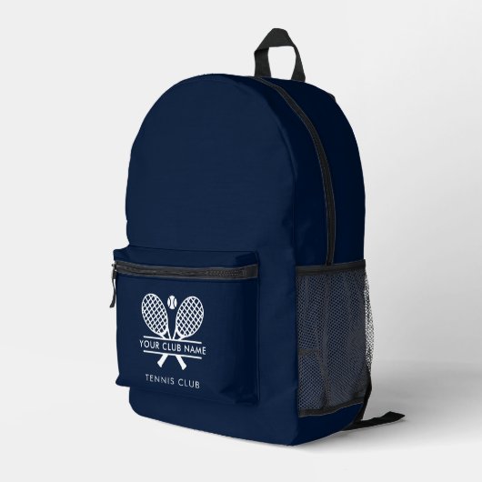 Clubname Tennis Team Navy Blue Swag Custom Bedruckter Rucksack (Rückseitige Ecke Rechts)