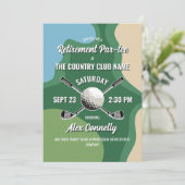 Clubs Golf Course Themed Retirement Par-tee Einladung (Stehend Vorderseite)