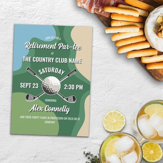 Clubs Golf Course Themed Retirement Par-tee Einladung