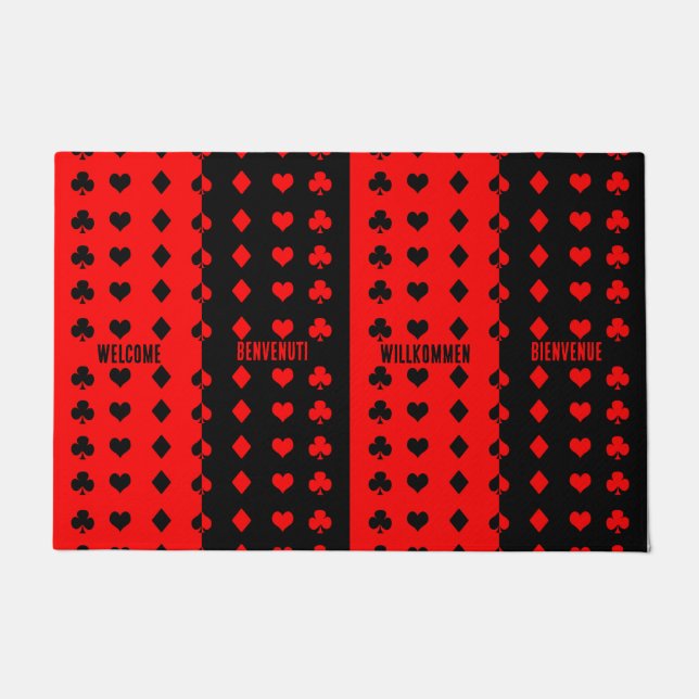 Clubs, Pik, Herz, Diamanten - cool Fußmatte (Vorderseite)
