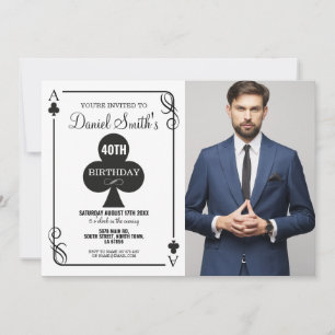 Clubs Spielkarte Geburtstag Ace Vegas Casino Foto Einladung