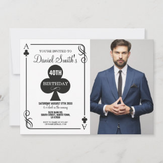 Clubs Spielkarte Geburtstag Ace Vegas Casino Foto Einladung