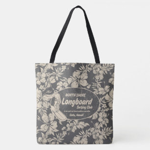 Clubsurfing Longboard Logo und Hibiskus Beach Bag Tasche