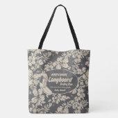 Clubsurfing Longboard Logo und Hibiskus Beach Bag Tasche (Rückseite)