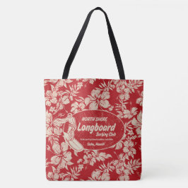 Clubsurfing Longboard Logo und Hibiskus Beach Bag Tasche