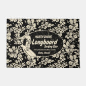 Clubsurfing Longboard-Logo und Hibiskus Black Fußmatte (Vorderseite)