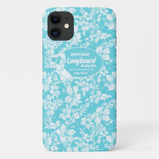 Clubsurfing Longboard Logo und Hibiskus Hawaiian Case-Mate iPhone Hülle (Rückseite)