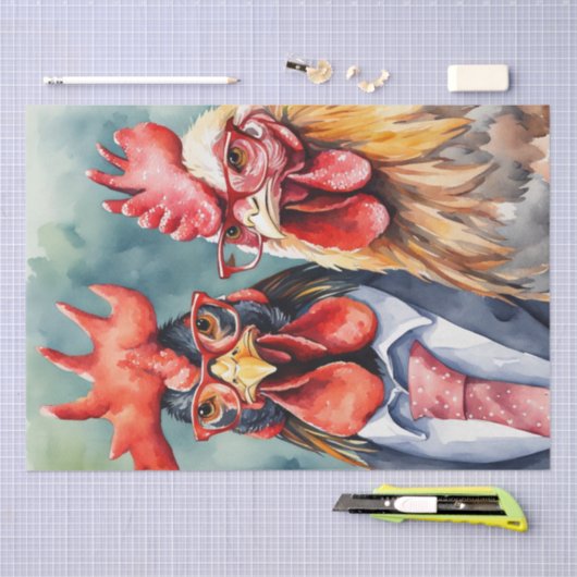 Cluck Couture: Modische Hühner in Decoupage Seidenpapier (Handwerk)