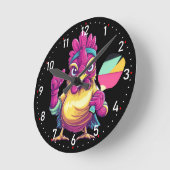Cluck & Crush O’Clock Pickleball  Runde Wanduhr (Winkel)