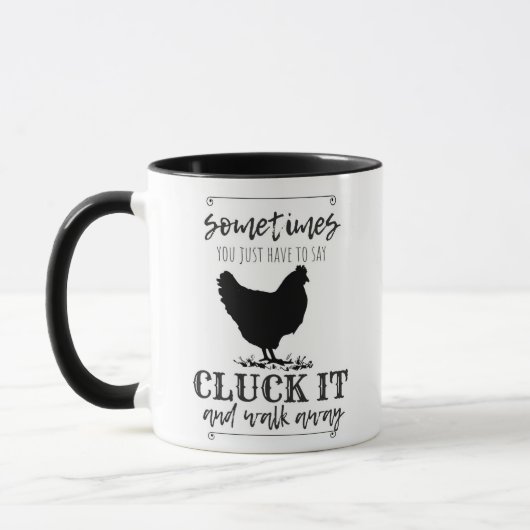 CLUCK IT Chicken Spaß Typografie Tasse (Links)