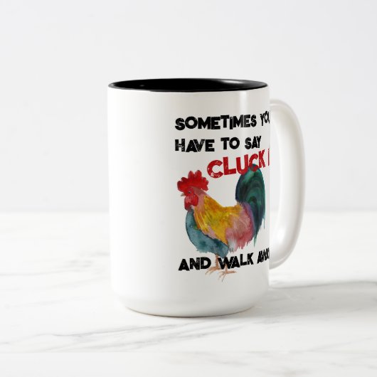 Cluck It Funny Funny Farm Rooster Zweifarbige Tasse (VorderseiteRechts)