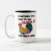 Cluck It Funny Funny Farm Rooster Zweifarbige Tasse (Links)