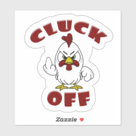 CLUCK OFF Niedlich Angry Rooster Cartoon Aufkleber