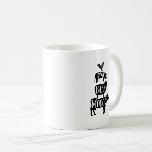 Cluck Oink Baa Moo - Chicken Pig Sheep Cow Bauer Kaffeetasse (VorderseiteRechts)