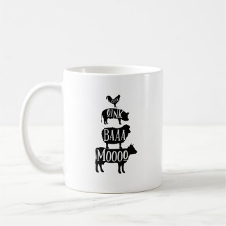 Cluck Oink Baa Moo - Chicken Pig Sheep Cow Bauer Kaffeetasse