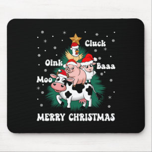 Cluck Oink Baa Moo Farm Animal Christmas Tree Merr Mousepad