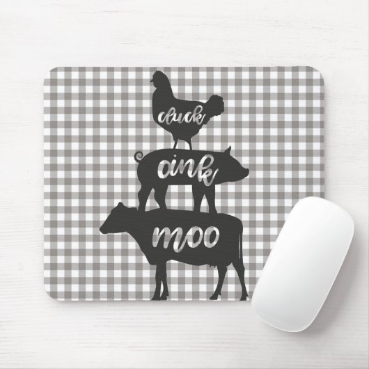 Cluck Oink Moo Hühnerkuh Schweinshuhn Bauernhof Mousepad (Mit Mouse)