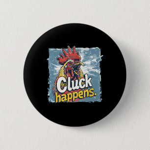 Cluck passiert Lustiger Hahn Hühner-Farm-Tier Hu Button