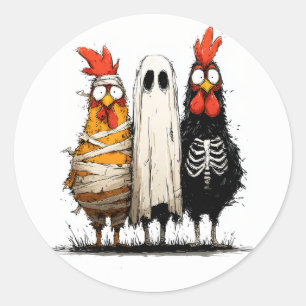 Cluckin’ Creepy Halloween Bash Runder Aufkleber