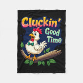 Cluckin Good Time Funny Chicken Illustration  Fleecedecke (Vorderseite)