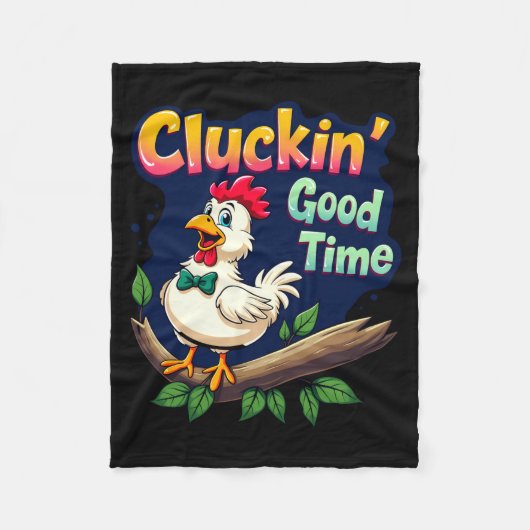 Cluckin Good Time Funny Chicken Illustration Fleecedecke (Vorderseite)