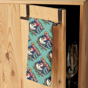 Cluckin' Good Time Funny Chicken Illustration Geschirrtuch