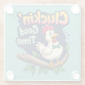 Cluckin' Good Time Funny Chicken Illustration Glasuntersetzer (Rückseite)