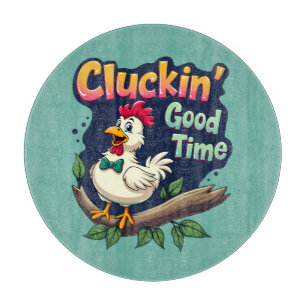 Cluckin' Good Time Funny Chicken Illustration Schneidebrett
