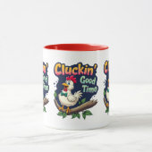 Cluckin' Good Time Funny Chicken Illustration Tasse (Zentrum)