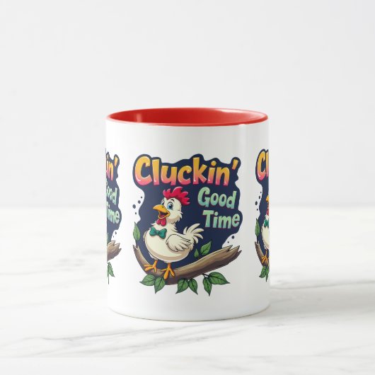 Cluckin' Good Time Funny Chicken Illustration Tasse (Zentrum)