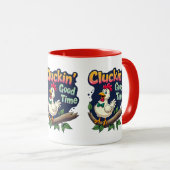 Cluckin' Good Time Funny Chicken Illustration Tasse (VorderseiteRechts)