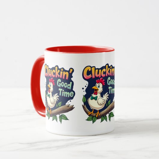 Cluckin' Good Time Funny Chicken Illustration Tasse (Vorderseite Links)